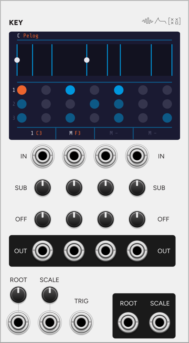 Key VCV Rack module panel, a patch-wide quantizer