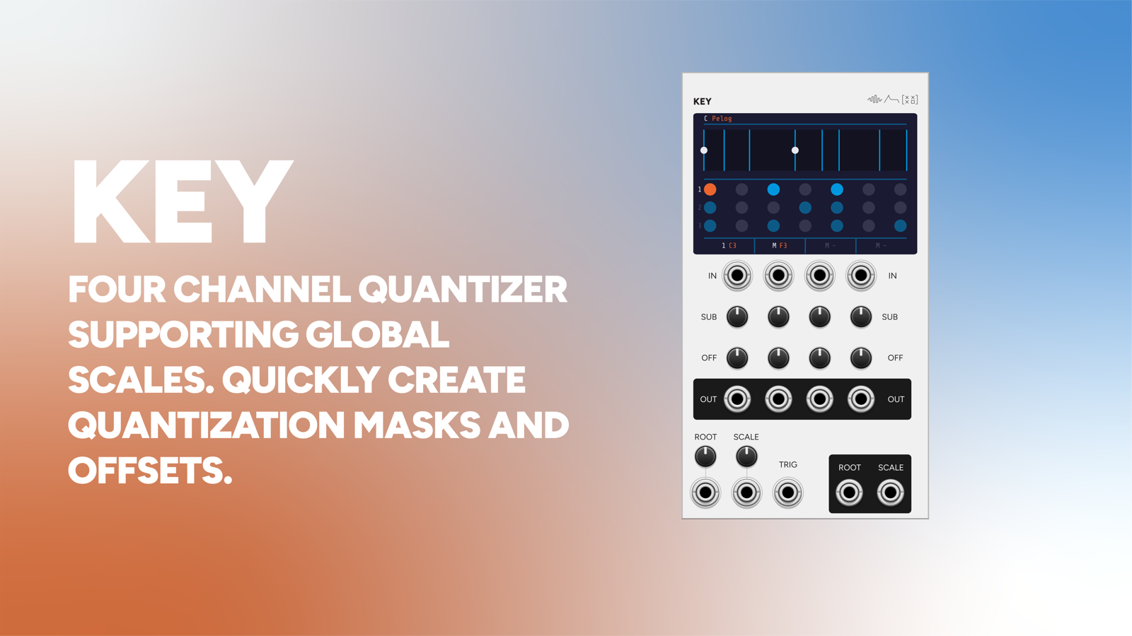Key VCV Rack module panel, a four-channel patch-wide quantizer