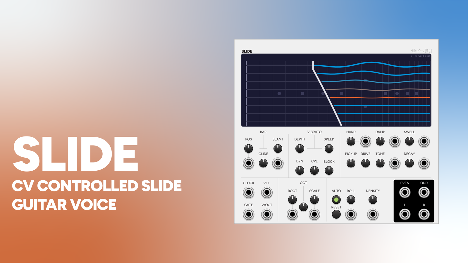 Slide VCV Rack module panel, an electric lap steel physical model